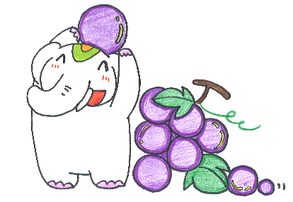 ブドウを食べて金運アップだゾウ♪