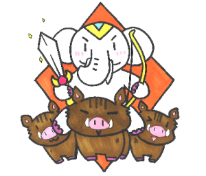 金運アップ待ち受け!勝利と開運の【摩利支天】だゾウ♪