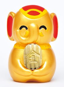 新登場！　金色に輝く吉ゾウくん像　金運増大の利益が絶大　