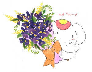 金運アップ待ち受け!花言葉は『吉報』の【アイリス】だゾウ♪