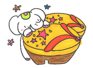 金運アップ待ち受け！ 千客万来の【下駄(げた)】だゾウ♪