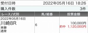 【五黄の寅ブレスレット】の利益は凄い！合計【604万円】的中！