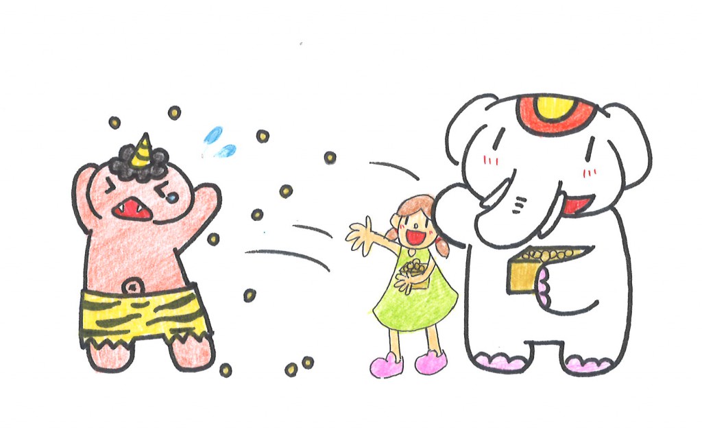 節分でみんなの健康を願うゾウ!