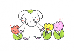 チューリップの花言葉は【思いやり】だゾウ!