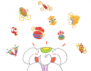 金運アップ待ち受け! 吉祥文様の【宝尽くし】だゾウ♪